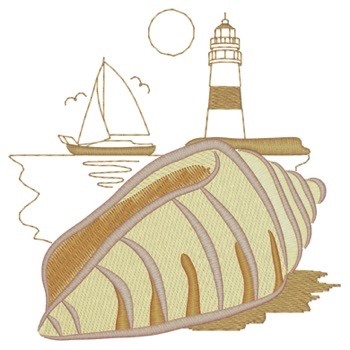 Seashell Lighthouse Machine Embroidery Design