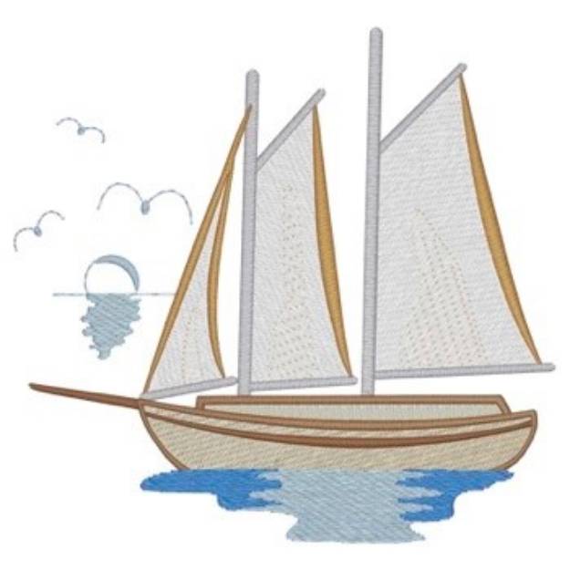 Picture of Sailboat Sunset Machine Embroidery Design