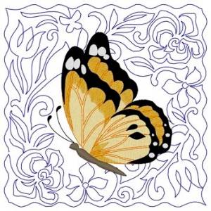 Picture of Orange Butterfly Machine Embroidery Design