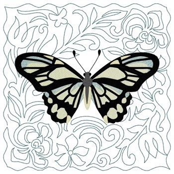 Green Butterfly Machine Embroidery Design