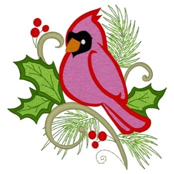 Holly Cardinal Machine Embroidery Design