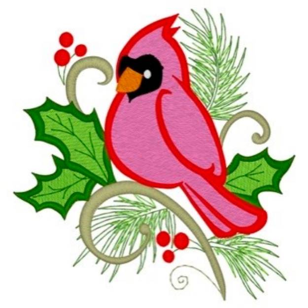 Picture of Holly Cardinal Machine Embroidery Design