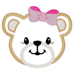 Picture of Girl Bear Head Applique Machine Embroidery Design