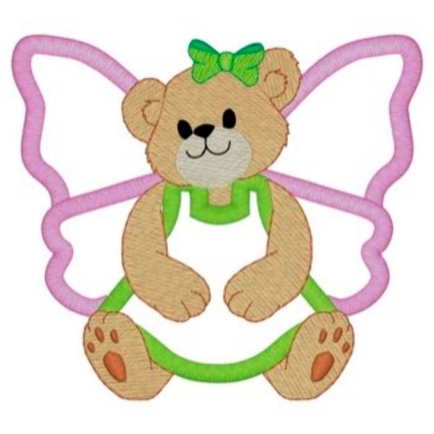 Picture of Butterfly Bear Applique Machine Embroidery Design