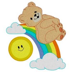 Picture of Riding Rainbow Bear Fringe Machine Embroidery Design