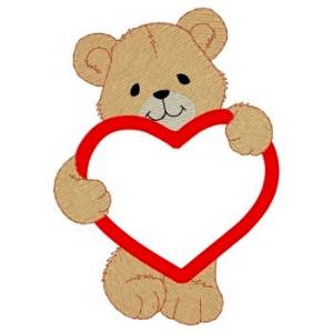 Picture of Bear With Heart Applique Machine Embroidery Design