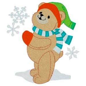 Picture of Winter Teddy Bear Fringe Machine Embroidery Design
