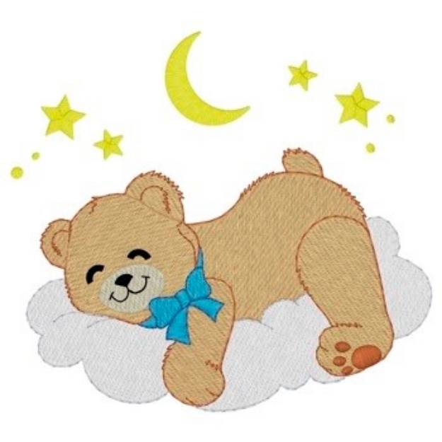 Picture of Sleeping Teddy Bear Ribbon Machine Embroidery Design