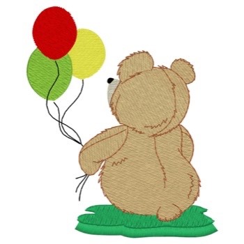 Teddy Bear With Balloons Machine Embroidery Design