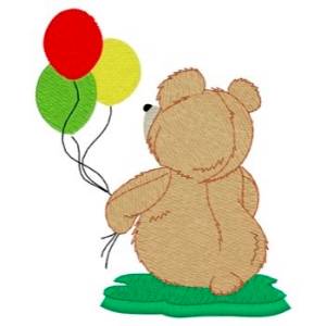 Picture of Teddy Bear With Balloons Machine Embroidery Design