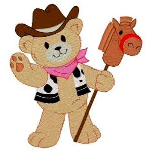 Picture of Cowboy Bear Fringe Machine Embroidery Design