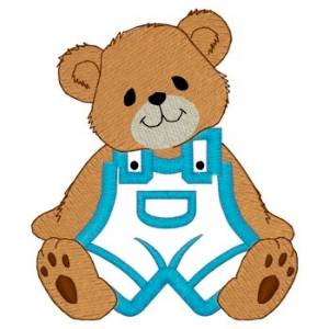 Picture of Bear In Overalls Applique Machine Embroidery Design
