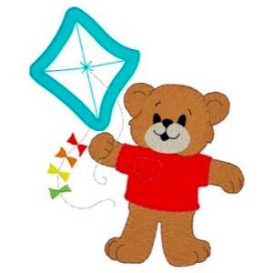 Picture of Bear With Kite Applique Machine Embroidery Design
