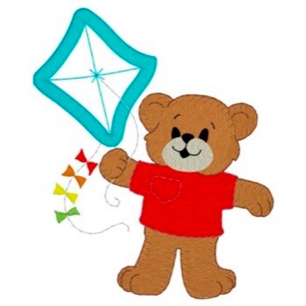 Picture of Bear With Kite Applique Machine Embroidery Design