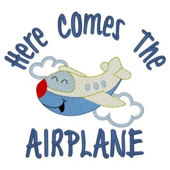 Here Comes The Airplane Machine Embroidery Design