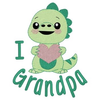 I Love Grandpa Dino Machine Embroidery Design