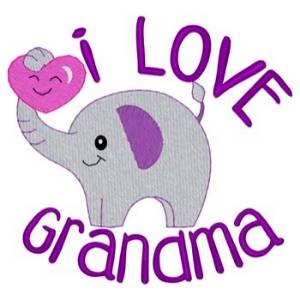 Picture of I Love Grandma Elephant Machine Embroidery Design