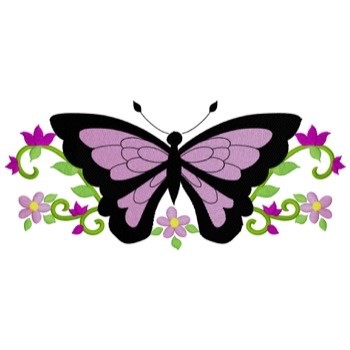 Spring Butterfly & Flowers Machine Embroidery Design