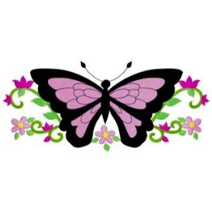 Picture of Spring Butterfly & Flowers Machine Embroidery Design