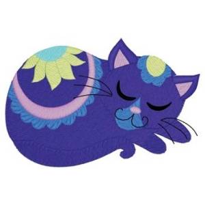 Picture of Sleeping Mandala Cat Machine Embroidery Design