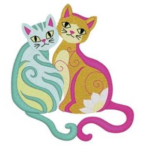 Picture of Whimsical Swirly Cats Machine Embroidery Design