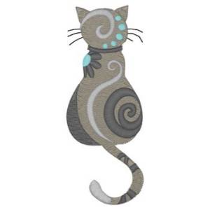 Picture of Whimsical Swirly Cat Machine Embroidery Design