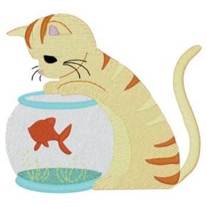Picture of Kitten & Fishbowl Machine Embroidery Design