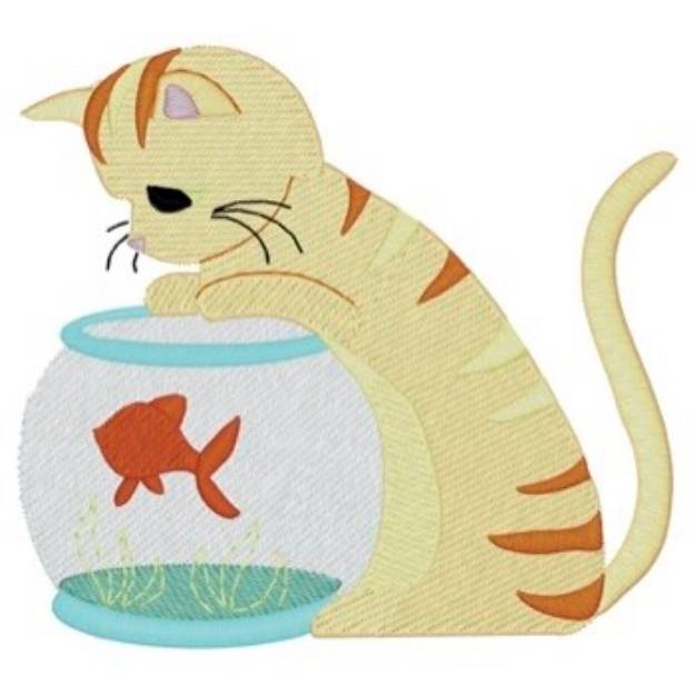 Picture of Kitten & Fishbowl Machine Embroidery Design