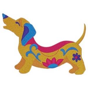 Picture of Whimsical Wiener Dog Machine Embroidery Design
