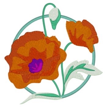 Framed Poppies Machine Embroidery Design
