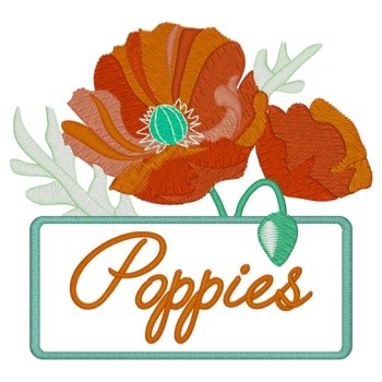 Realistic Poppies & Sign Machine Embroidery Design