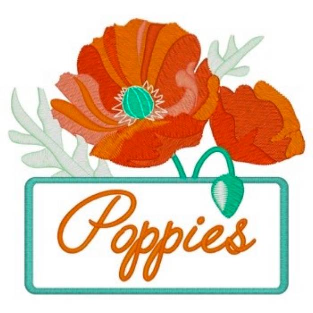 Picture of Realistic Poppies & Sign Machine Embroidery Design