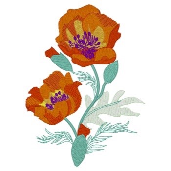 Realistic Poppies Machine Embroidery Design