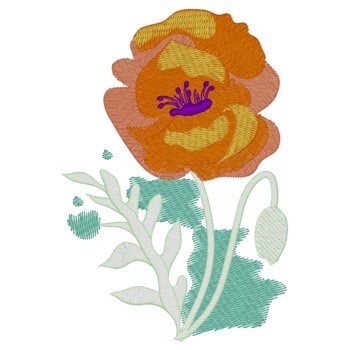 Watercolor Poppy Machine Embroidery Design