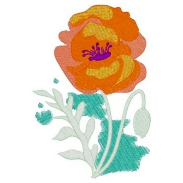 Picture of Watercolor Poppy Machine Embroidery Design