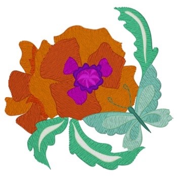 Poppy & Butterfly Machine Embroidery Design