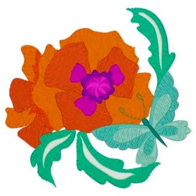Picture of Poppy & Butterfly Machine Embroidery Design