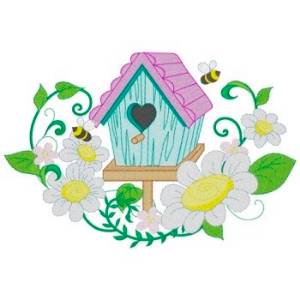 Picture of Birdhouse & Blooms Machine Embroidery Design