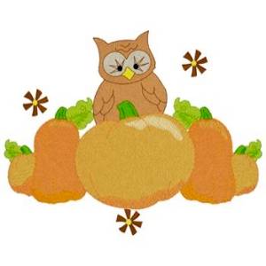 Picture of Autum Owl & Pumpkins Machine Embroidery Design