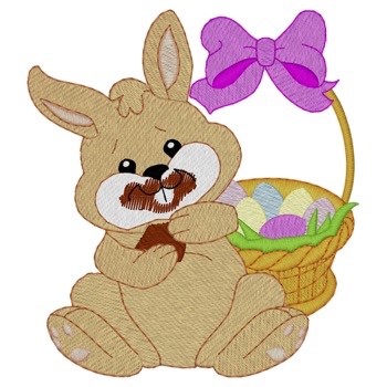 Easter Bunny Eating Machine Embroidery Design
