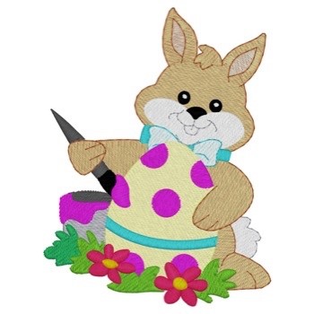 Painting Easter Bunny Machine Embroidery Design