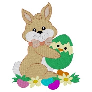 Easter Bunny & Chick Machine Embroidery Design