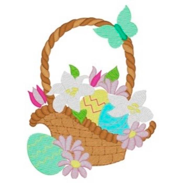 Picture of Floral Easter Basket Machine Embroidery Design