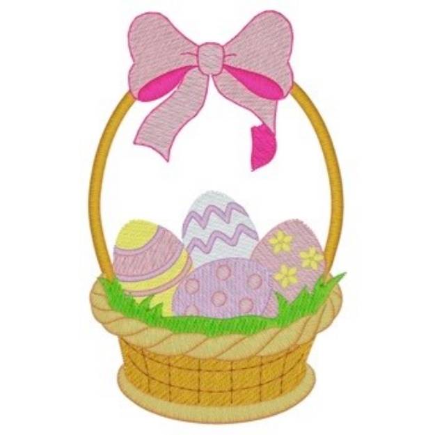 Picture of Easter Basket With Eggs Machine Embroidery Design