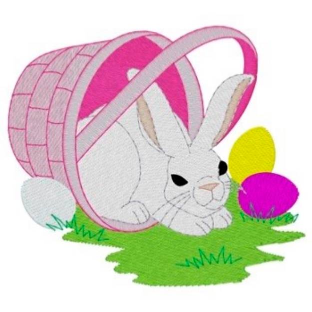 Picture of Bunny In Easter Basket Machine Embroidery Design