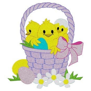 Chicks In Easter Basket Machine Embroidery Design