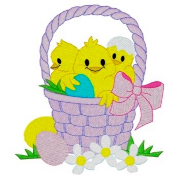 Picture of Chicks In Easter Basket Machine Embroidery Design