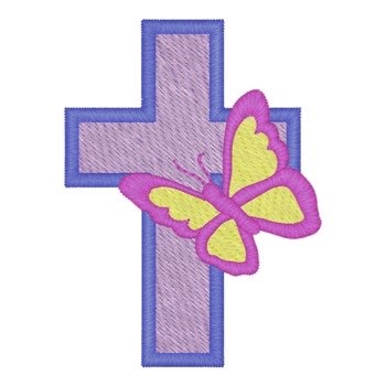 Easter Cross & Butterfly Machine Embroidery Design