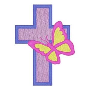 Picture of Easter Cross & Butterfly Machine Embroidery Design