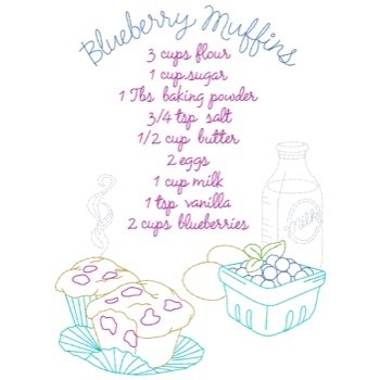 Blueberry Muffins Recipe Machine Embroidery Design